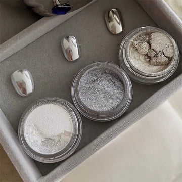 Mirror Chrome Nail Powder – Silver, Silver White & Champagne