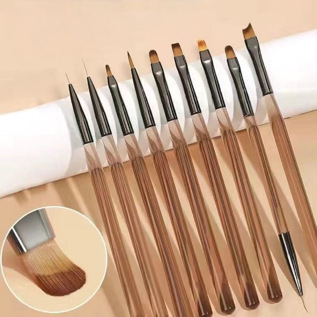 Ice Brown Professional Nail Art Brush Set – Gel Nail Design Brushes
