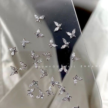Mini Butterfly Zircon Nail Charms – Crystal Rhinestone Nail Art Decorations (4.5mm, 10pcs)