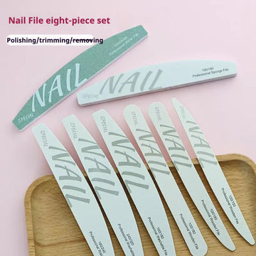 Nail File Eight-Piece Set – Professional Sponge & Wood Files Polish. Trim. Shape. All-In-One Pro Kit!