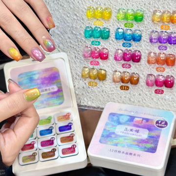 Crystal Candy 12-Grid Stamping Gel – High-Pigment Glass Jelly Stamping Gel Kit