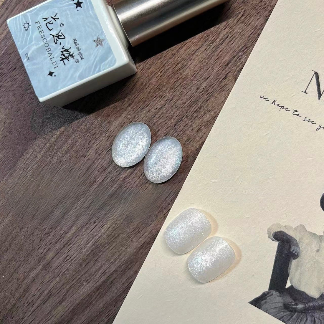 Moonlight Coconut Milk Shimmer Gel Polish – Fine Diamond Glitter Sheer White 10ml