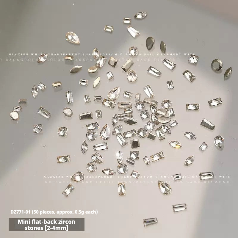 Flat Back Mini Zircon Stones Mixed Sizes - Multiple Colors Available （50pcs）