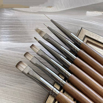 Sandalwood 7-Piece Nail Art Brush Set - Premium Quality
