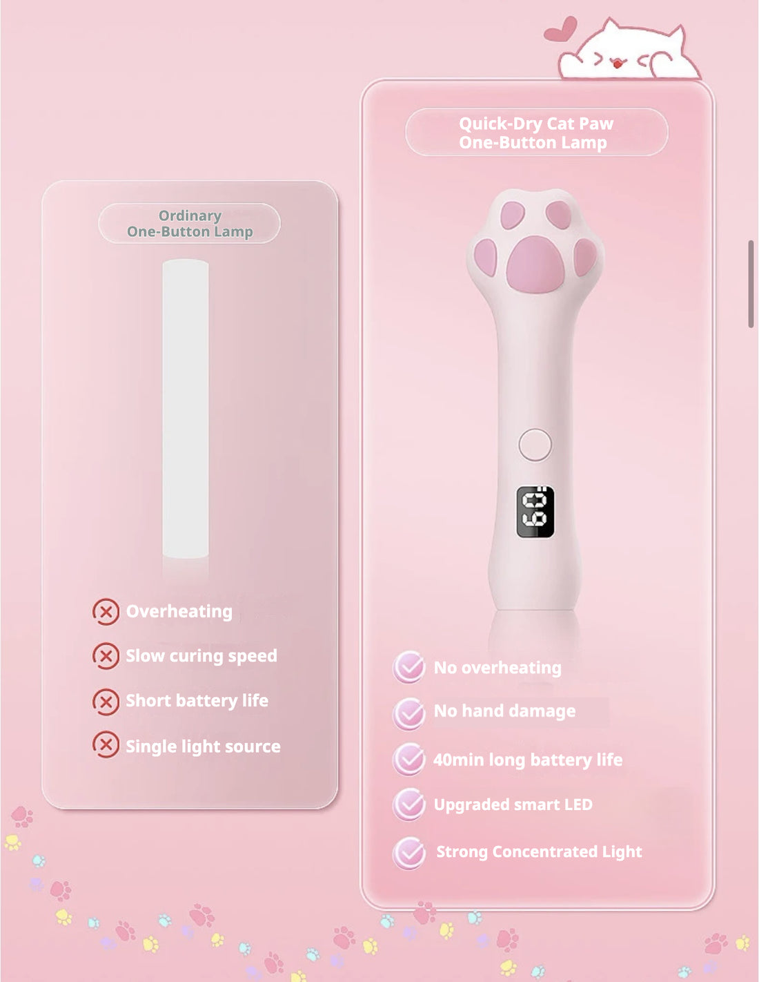 Cat Paw One-Finger Nail Lamp | Portable LED Curing Light for Gel Nails
