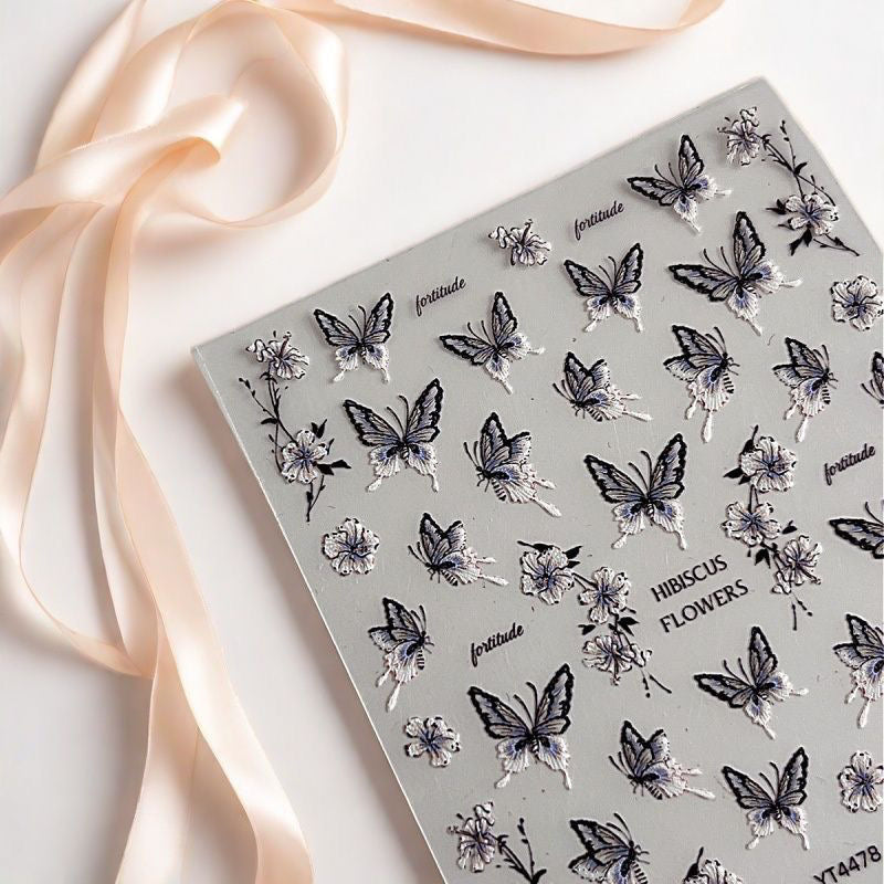 Nail Art Stickers – 3D Butterfly & Floral Series