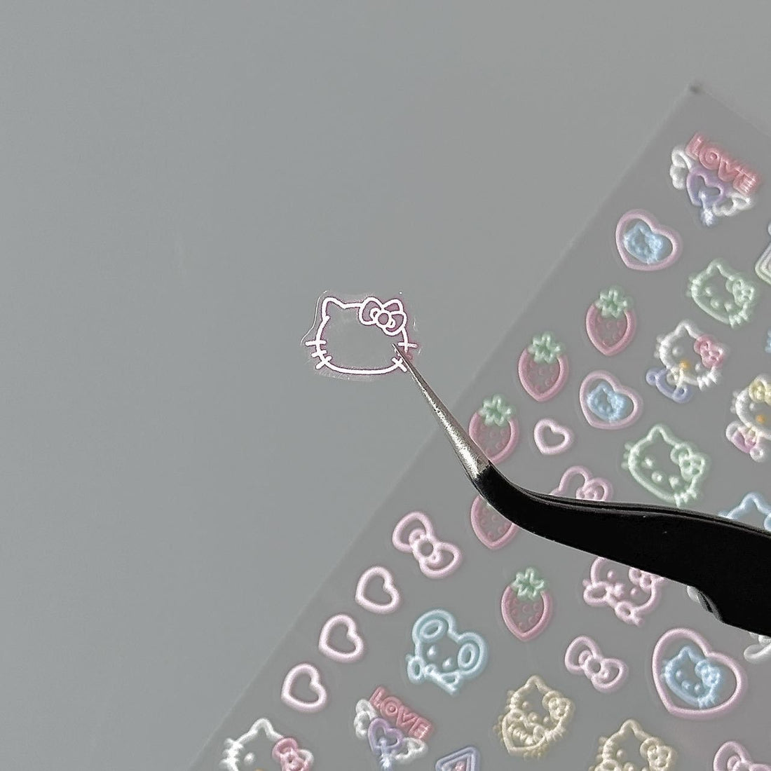Glow-in-the-Dark Hello Kitty Nail Art Stickers – Cute Cat & Strawberry Decal Sheet