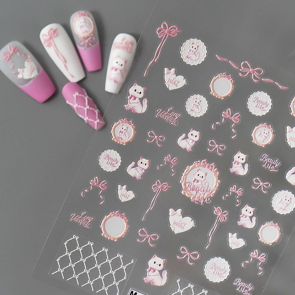 Nail Stickers - Marie Cat 3D Embossed