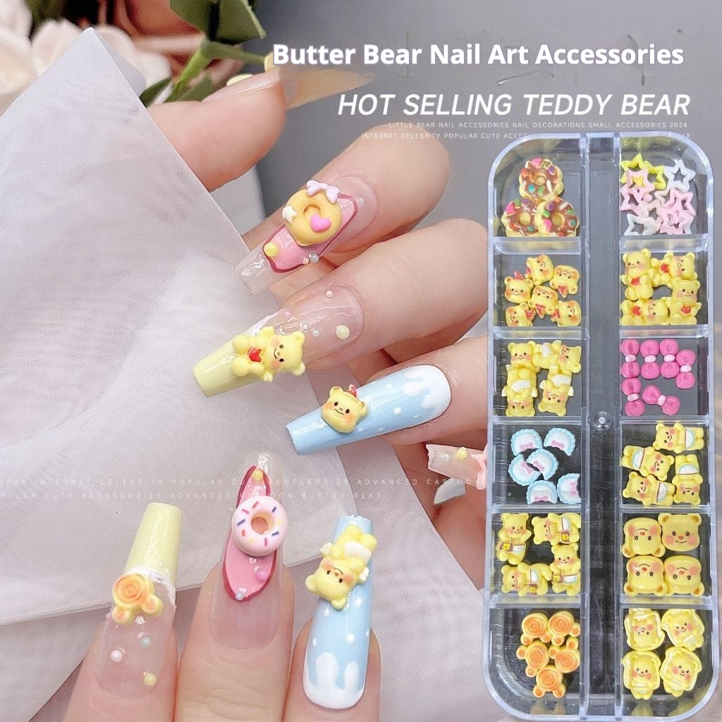 Butter Bear Nail Charms – 12-Grid Box