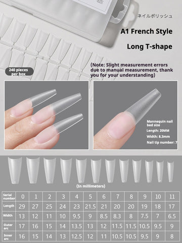Full Cover Nail Tips A1 A3 A5 – Pre-Shaped Nail Extensions (240pcs)
