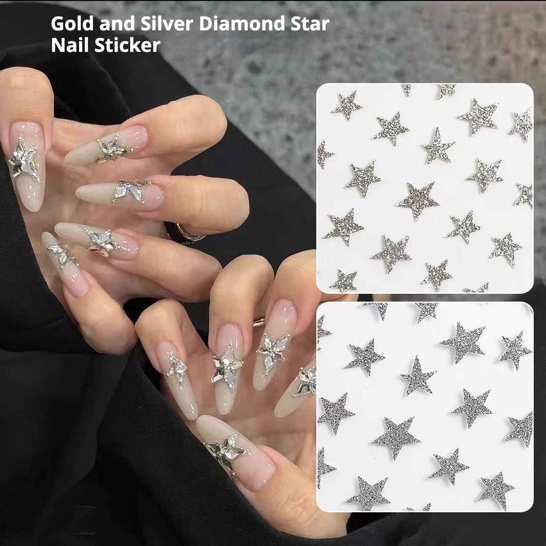 Sparkling Star Nail Stickers – Celestial Nail Art Decals (3 Styles)