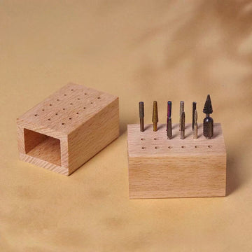 Solid Wood Nail Drill Bit Holder – Professional Nail Drill Storage Stand