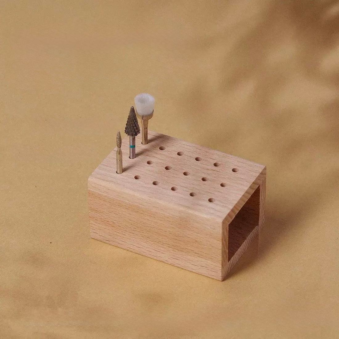 Solid Wood Nail Drill Bit Holder – Professional Nail Drill Storage Stand