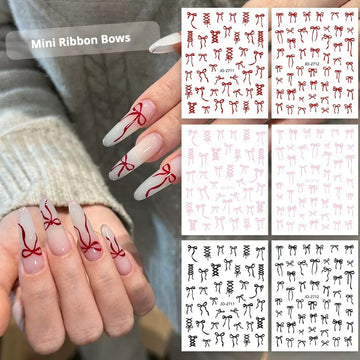Mini Ribbon Bow Nail Stickers – Cute Coquette Self-Adhesive Nail Decals