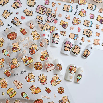 Cute Bear Nail Stickers – Kawaii Self-Adhesive Nail Art Decals