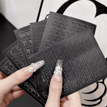 Hollow Outline Nail Stickers – Layering Nail Art Guide Decals (Multiple Styles)