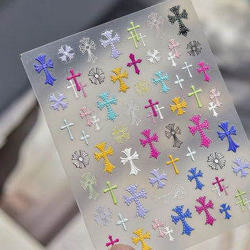 Macaron Chrome Cross Nail Stickers (2 Designs Available)