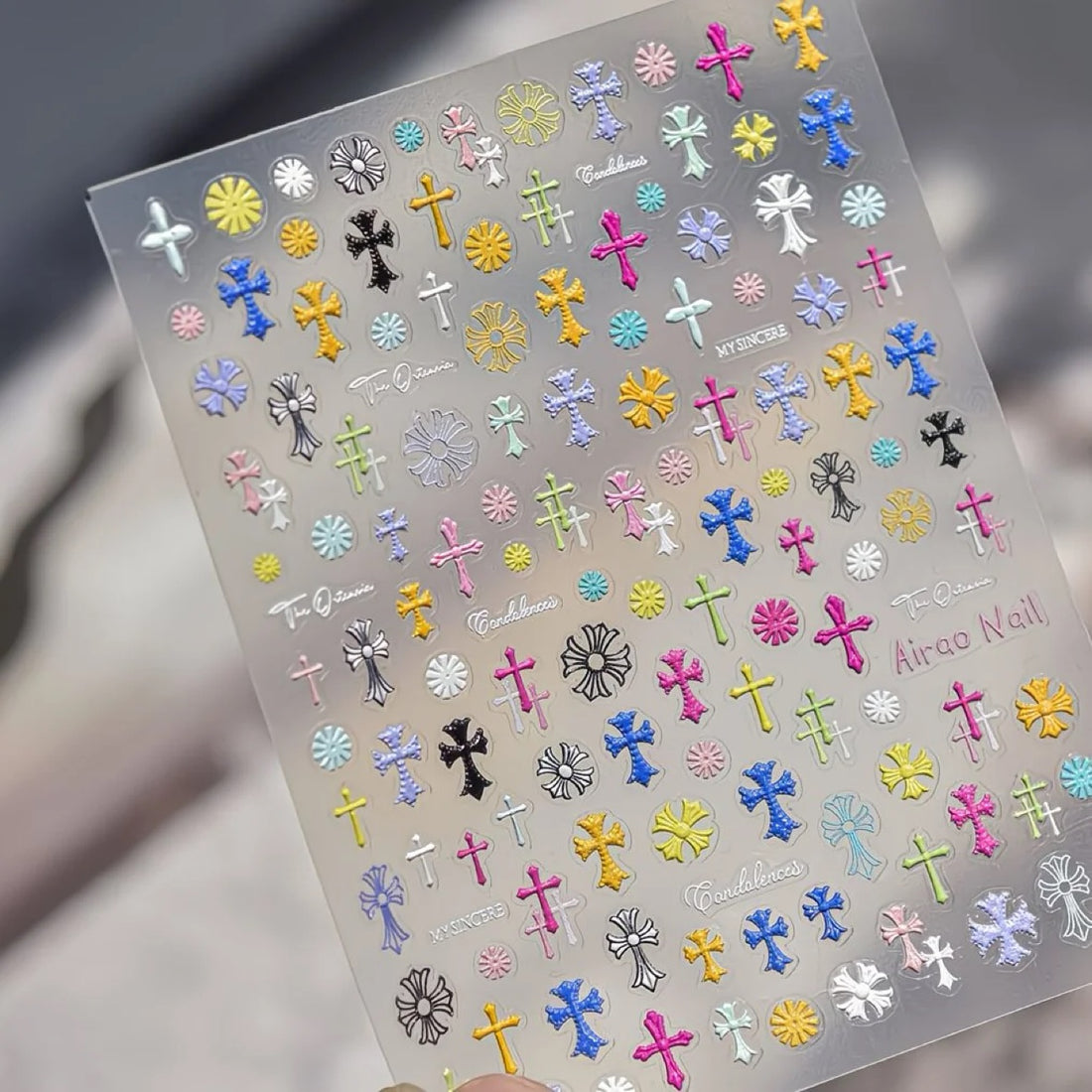 Macaron Chrome Cross Nail Stickers (2 Designs Available)