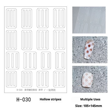 Nail Stickers - Multi-purpose hollow stripe pattern