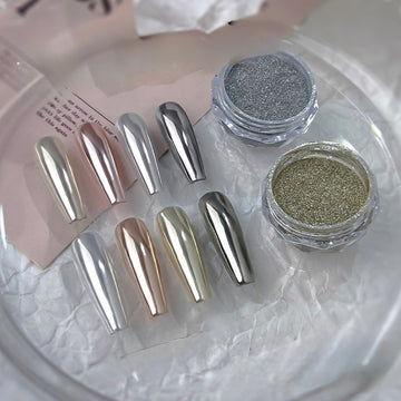 Metallic Mirror Nail Powder – Chrome Effect Nail Art Pigment 3 Colors Avaliable