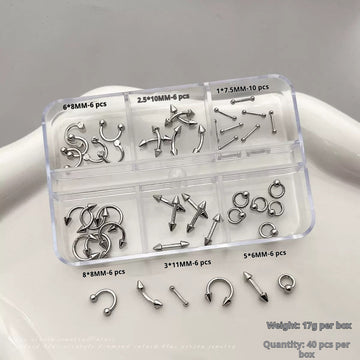 6-grid Punk Metal Nail Charms Set
