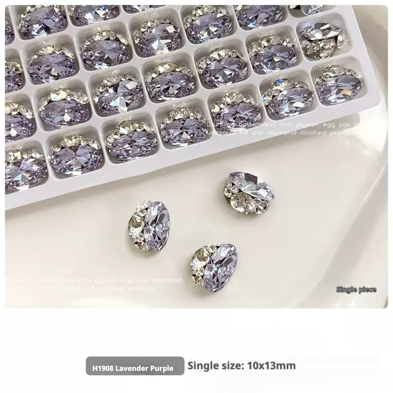 K9 Oval Crystal Nail Charm – Multi-Color Rhinestone Gem (10×13mm)