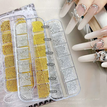 12-Grid Nail Art Micro Steel Beads Set