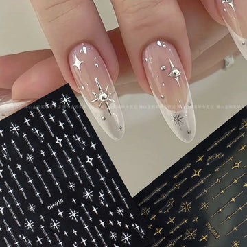 Starburst Metallic Nail Stickers – Y2K Self-Adhesive Nail Art Decals