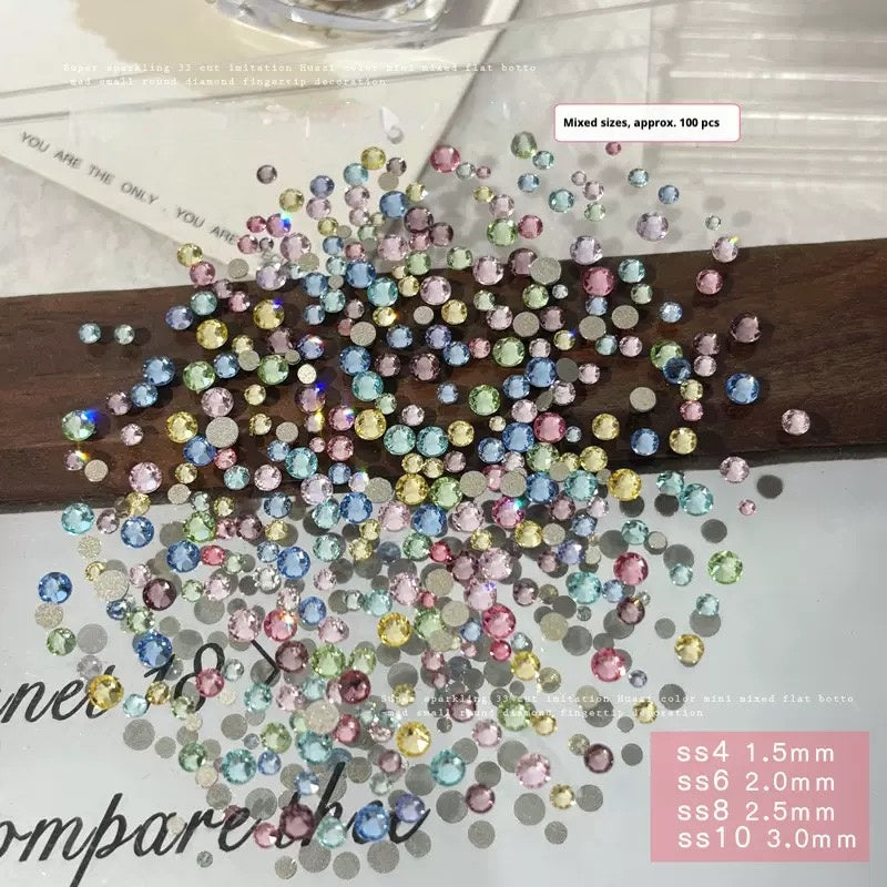 Mixed Size Mini Acrylic Nail Rhinestones – Nail Art Crystal Decorations 100pcs