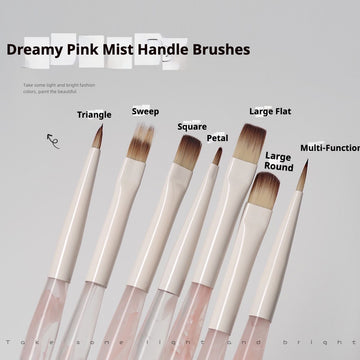 Dreamy Pink Mist Handle Brush Set – Versatile Nail Art Tools for Every Design