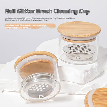 Nail Glitter Brush Cleaning Cup – With Stainless Steel Filter