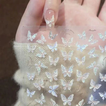 White Moonlight Butterfly Nail Sticker