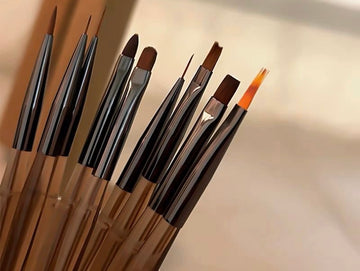 Ice Brown Professional Nail Art Brush Set – Gel Nail Design Brushes