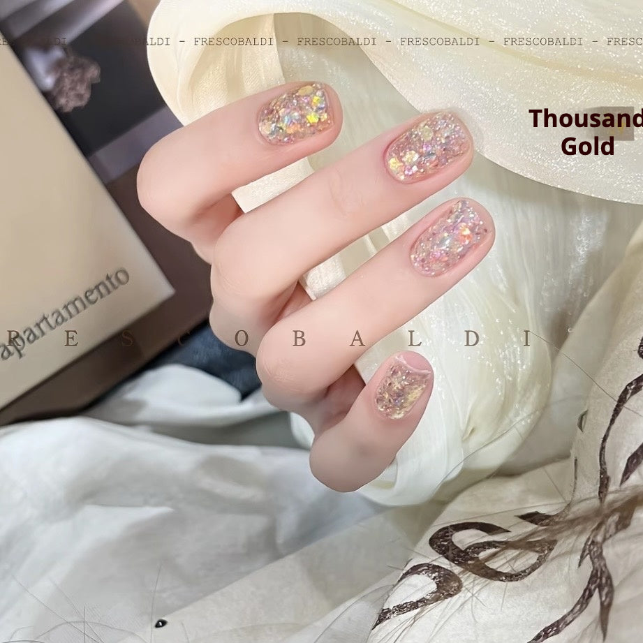 XiaoYing Glitter Gel – “Thousand Gold” Pink Foil Sparkle