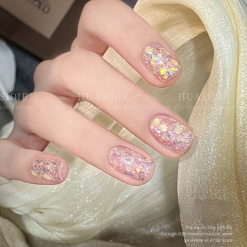 XiaoYing Glitter Gel – “Thousand Gold” Pink Foil Sparkle