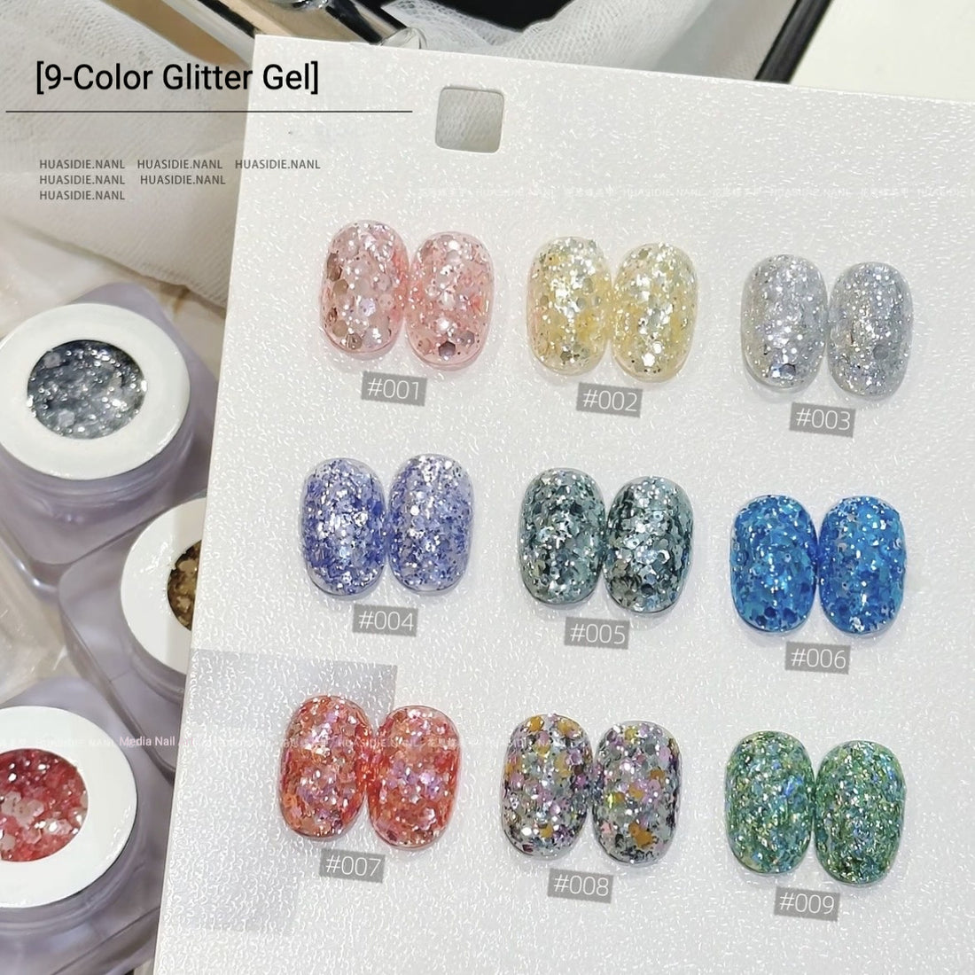 9 Colors Chunky Reflective Glitter Gel