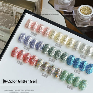 9 Colors Chunky Reflective Glitter Gel