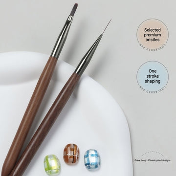 Plaid & Liner Nail Art Brush Set