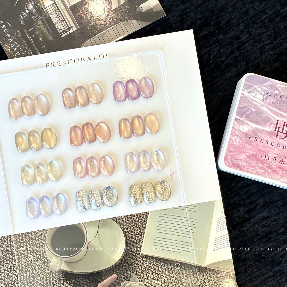 XIAOYING Plain Water Solid Cat Eye Gel Palette – 12 Colours (10 Cat Eye + 2 Glitter)