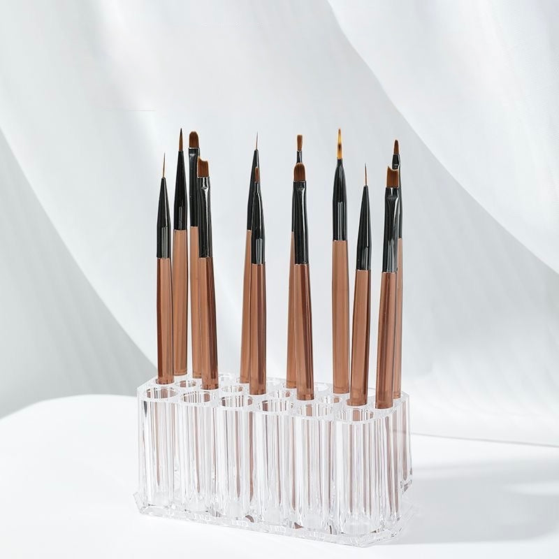 Clear Acrylic Nail Brush Holder – 24-Slot Organizer Stand for Nail Art Brushes & Pens