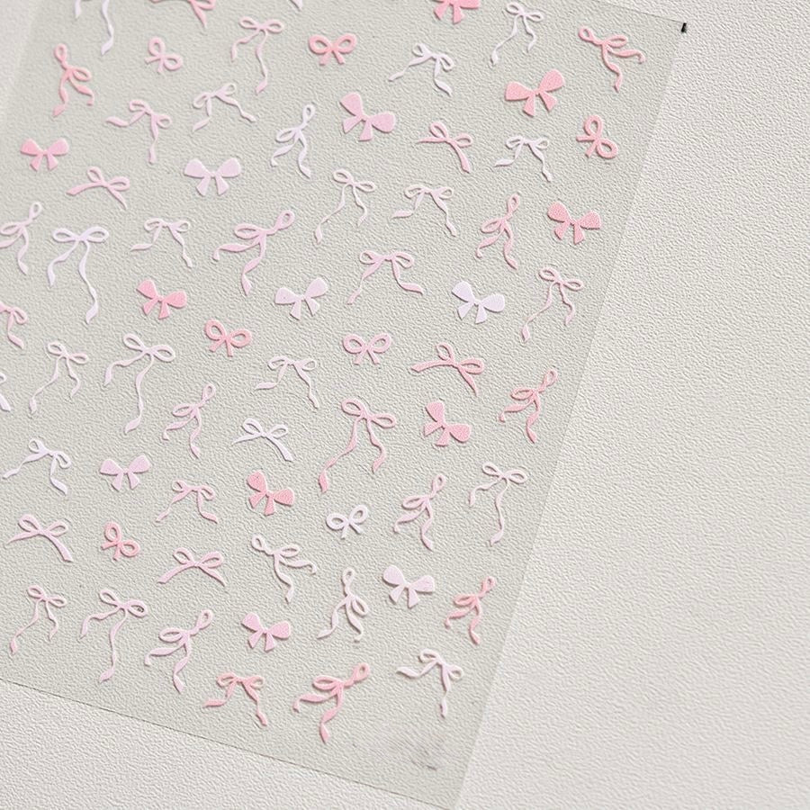 Coquette Ribbon Bow Nail Art Stickers – Cute Feminine Decal Sheet