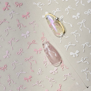 Coquette Ribbon Bow Nail Art Stickers – Cute Feminine Decal Sheet